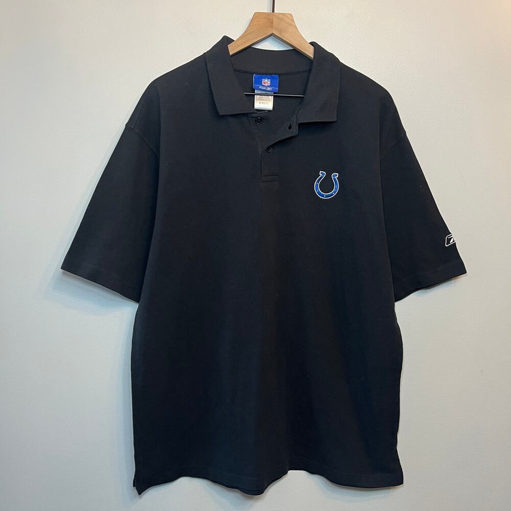 Reebok Indianapolis Colts Short Sleeve Cotton Polo Shirt Black Size X-Large